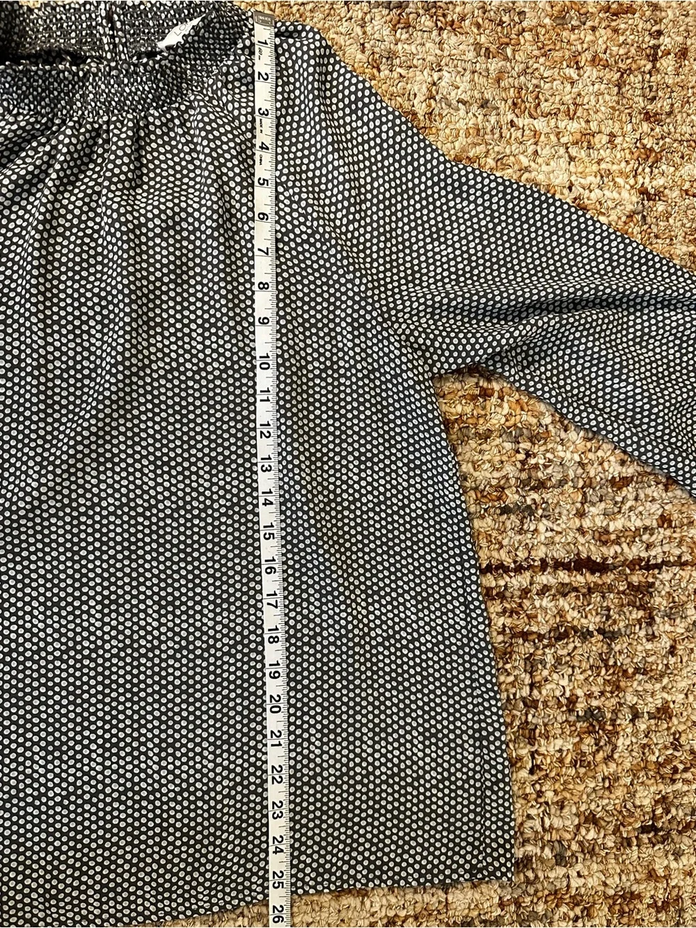 LOFT Sage/Gray Smocked-Neck Printed Blouse